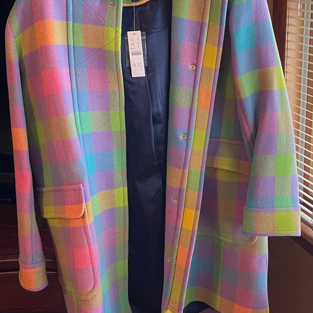 Jcrew Duffle coat in plaid Italian stadium-cloth wool